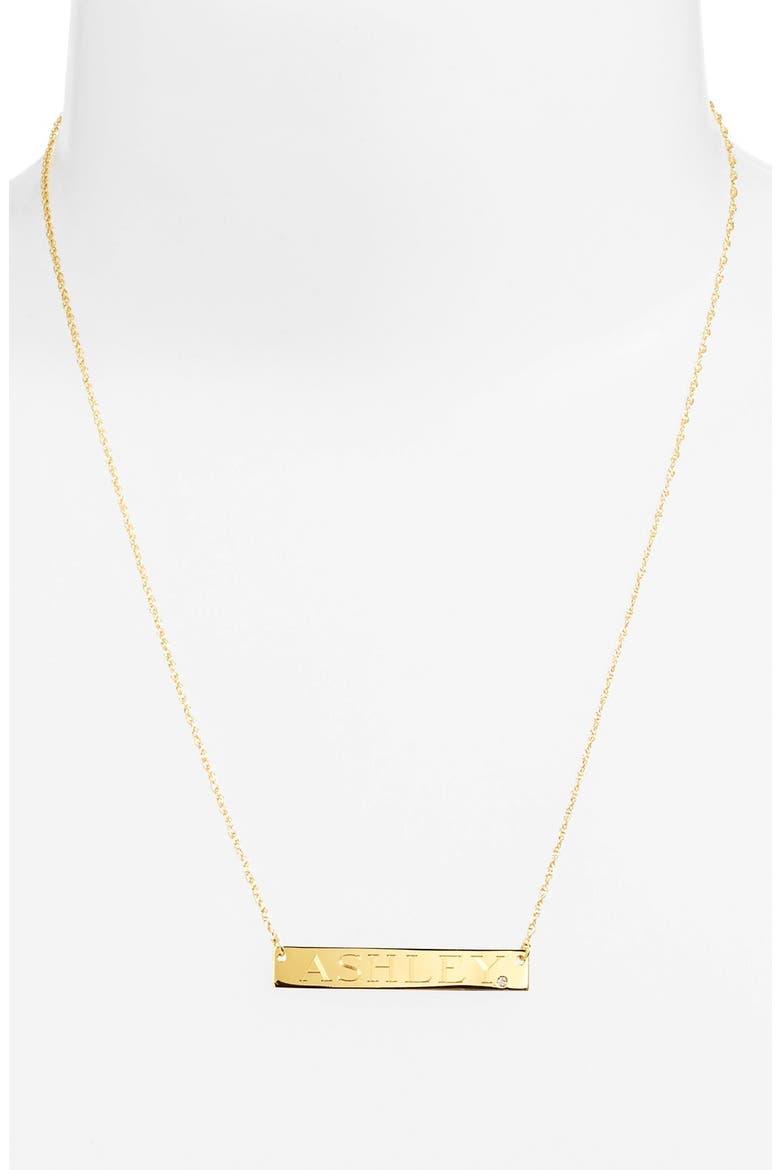 Designs Diamond & Personalized Nameplate Pendant Necklace, Alternate, color, GOLD