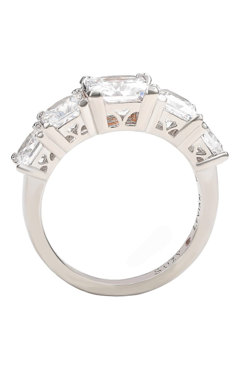 SUZY LEVIAN Sterling Silver Cubic Zirconia Asshcer Cut Ring, Alternate, color, 