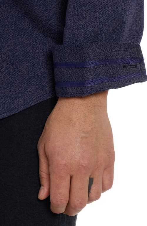Robert Graham Kelvin Jacquard Floral Knit Button Down Shirt In Blue
