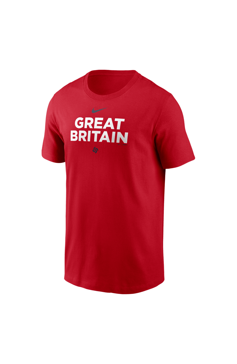 Nike Men's Nike  Red Great Britain Baseball 2026 World Baseball Classic Wordmark T-Shirt, Alternate, color, Red