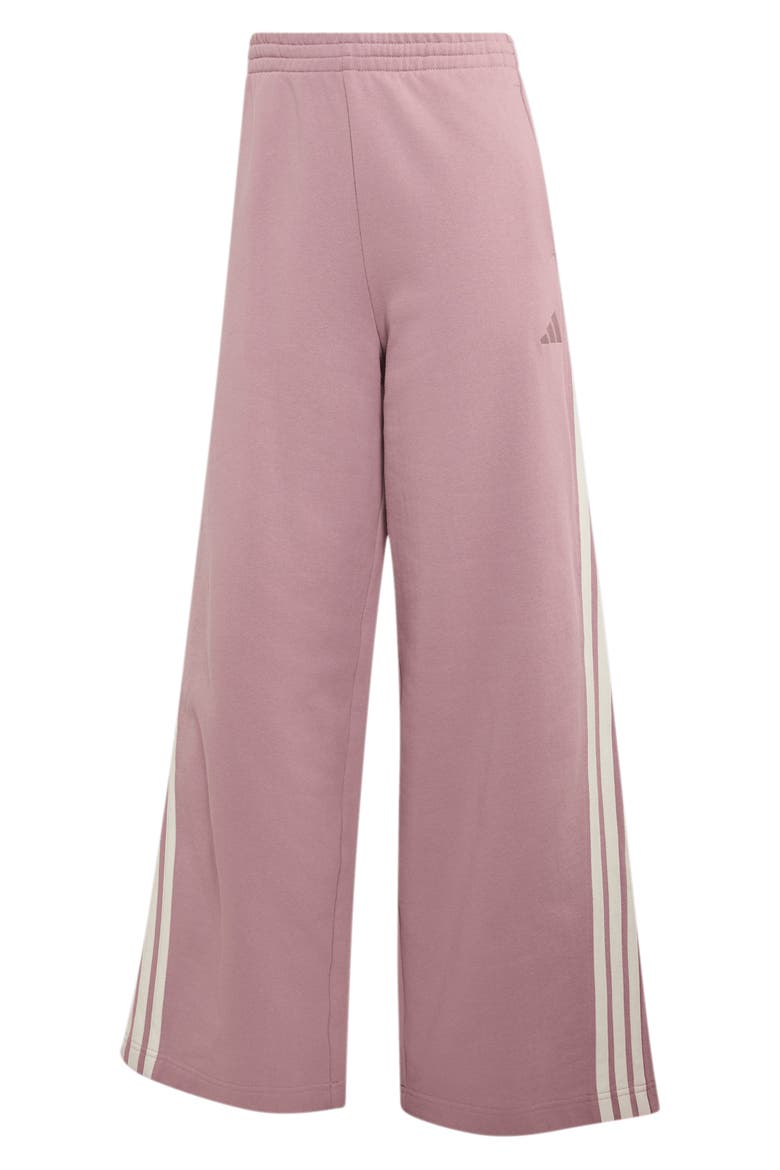 Three Stripe Wide Leg Pants, Alternate, color, MAGIC MAUVE/ OFF WHITE
