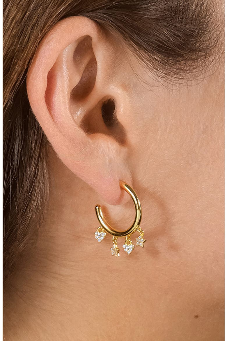 Sterling Silver Celeste Hoop Earrings, Alternate, color, SILVER