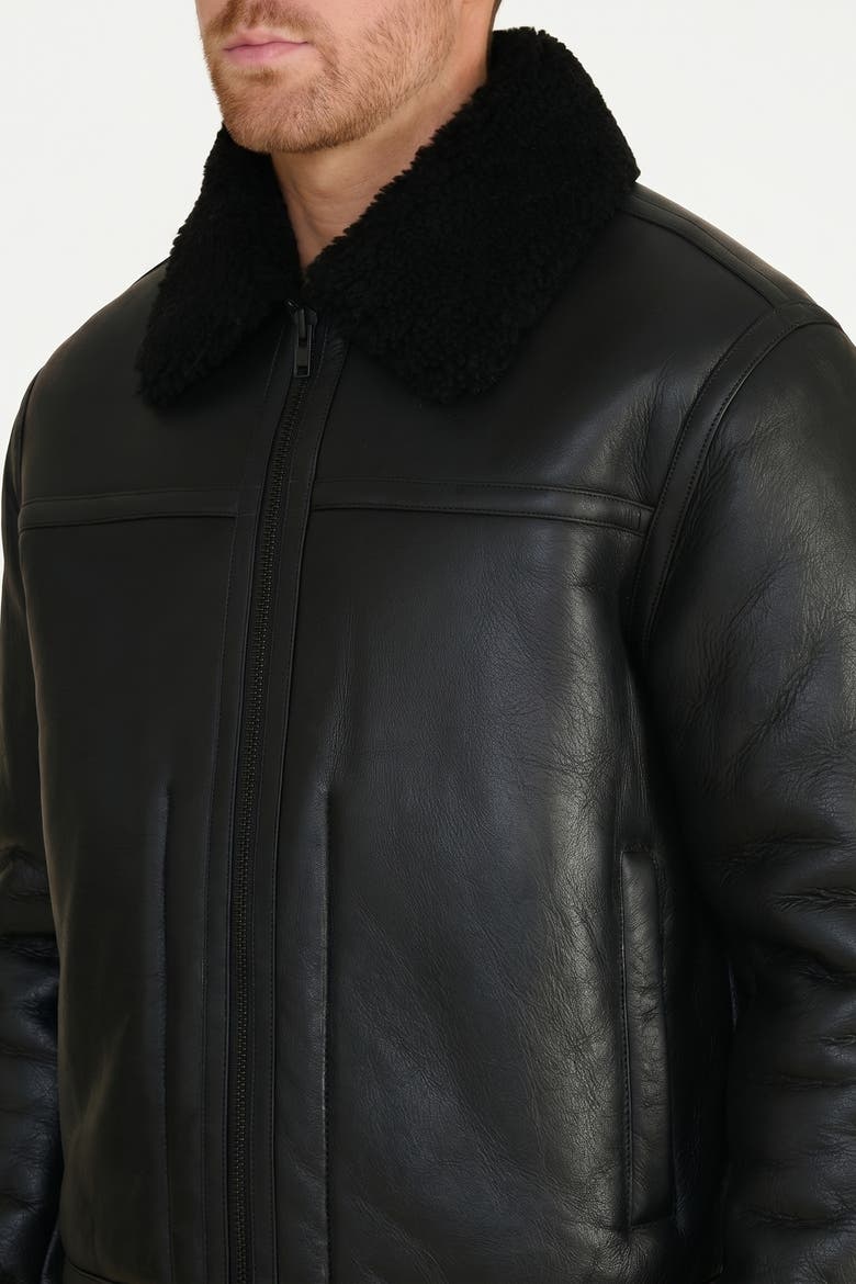 Landon Leather Shearling Jacket, Alternate, color, Black