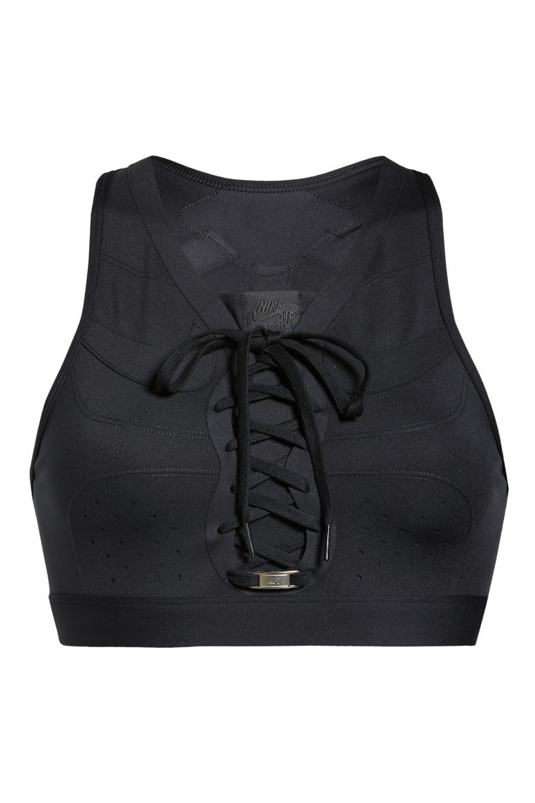 Swoosh Air Force 1 Sports Bra, Alternate, color, BLACK/ BLACK