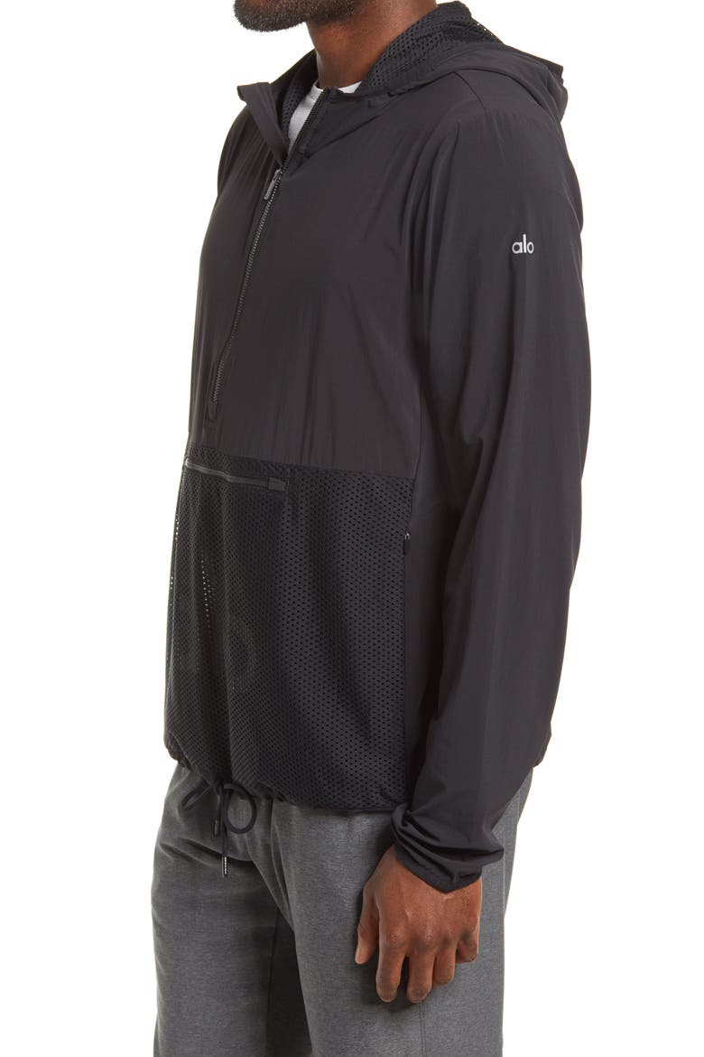 Airwave Hooded Pullover Men's Jacket, Alternate, color, BLACK