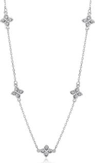 SUZY LEVIAN Cubic Zirconia Flower Station Necklace