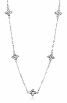 SUZY LEVIAN Cubic Zirconia Flower Station Necklace
