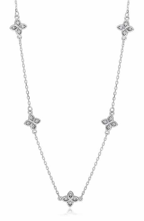 SUZY LEVIAN Cubic Zirconia Flower Station Necklace