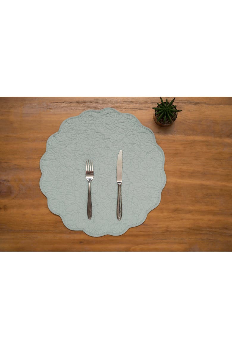 Christiana Breeze Reversible Machine Washable Round Quilt Placemats Set of 6, Alternate, color, Blue