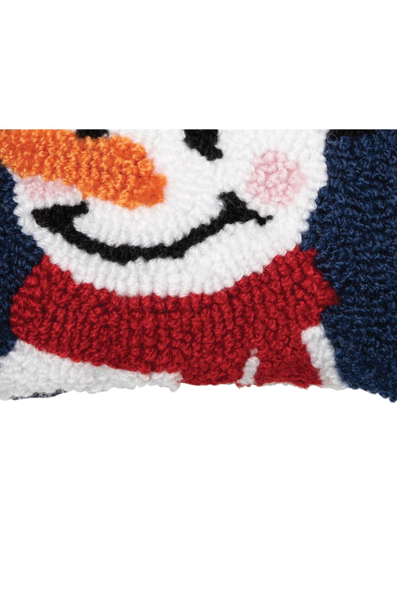 C&F Home Christmas Winter Snowman Wishes Snowman Face on Black Background Small Petite Accent Hooked Pillow, 8" x 8", Alternate, color, Blue