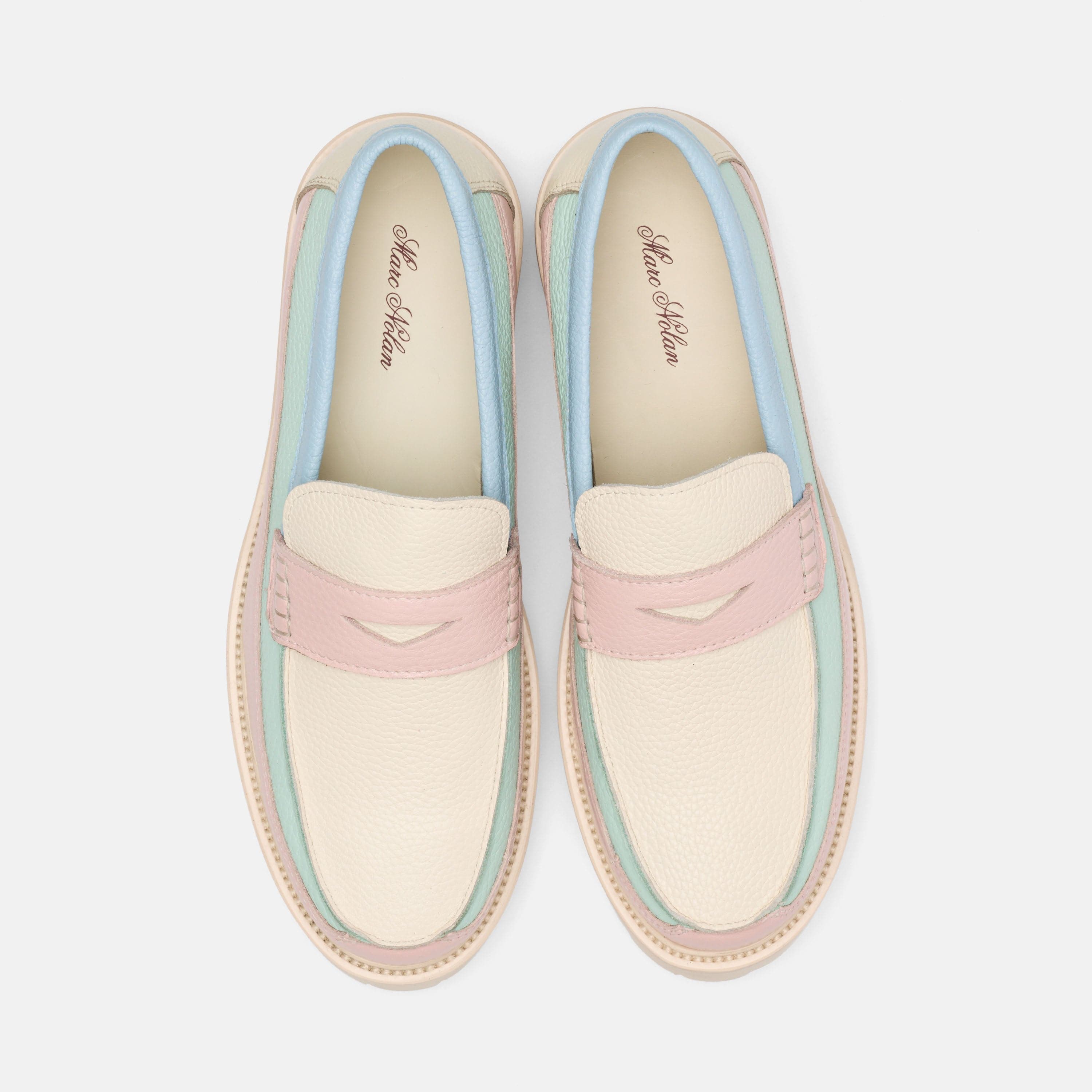 MARC NOLAN Ms. Adler Leather Lug Penny Loafers, Alternate, color, Pastel