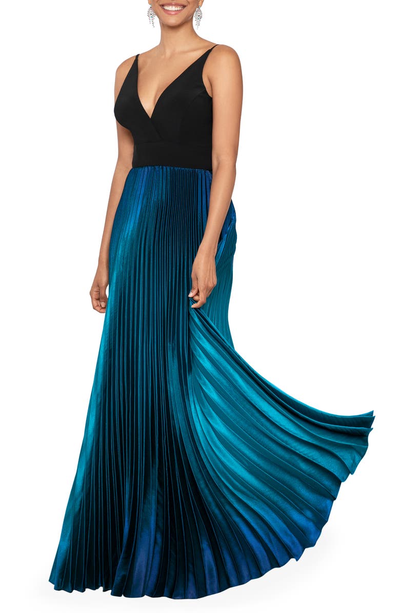 Betsy & Adam Ombré Pleated Gown, Alternate, color, 