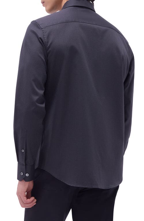 Bugatchi Axel Shaped Fit Jacquard Button-up Shirt In Anthracite