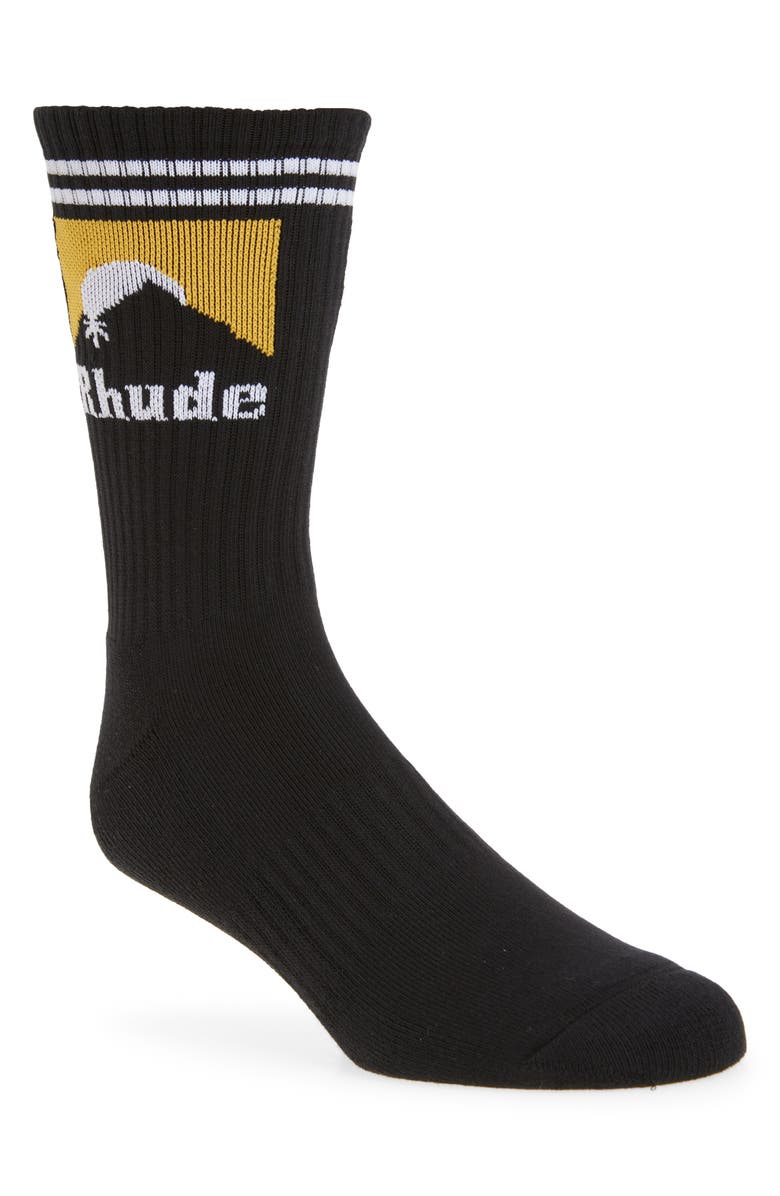 Rhude Stripe Cuff Moonlight Rib Crew Socks, Main, color,