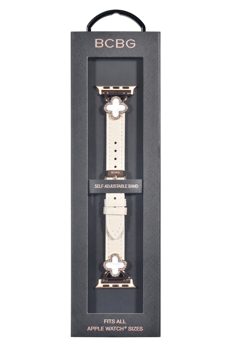 Clover Embellished Apple Watch® Watchband, Main, color, CREAM