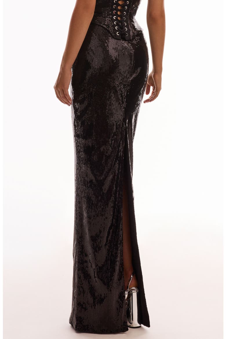 Fitted High-Waist Sequin Pencil Maxi Skirt for Cocktail Events, Alternate, color, Black