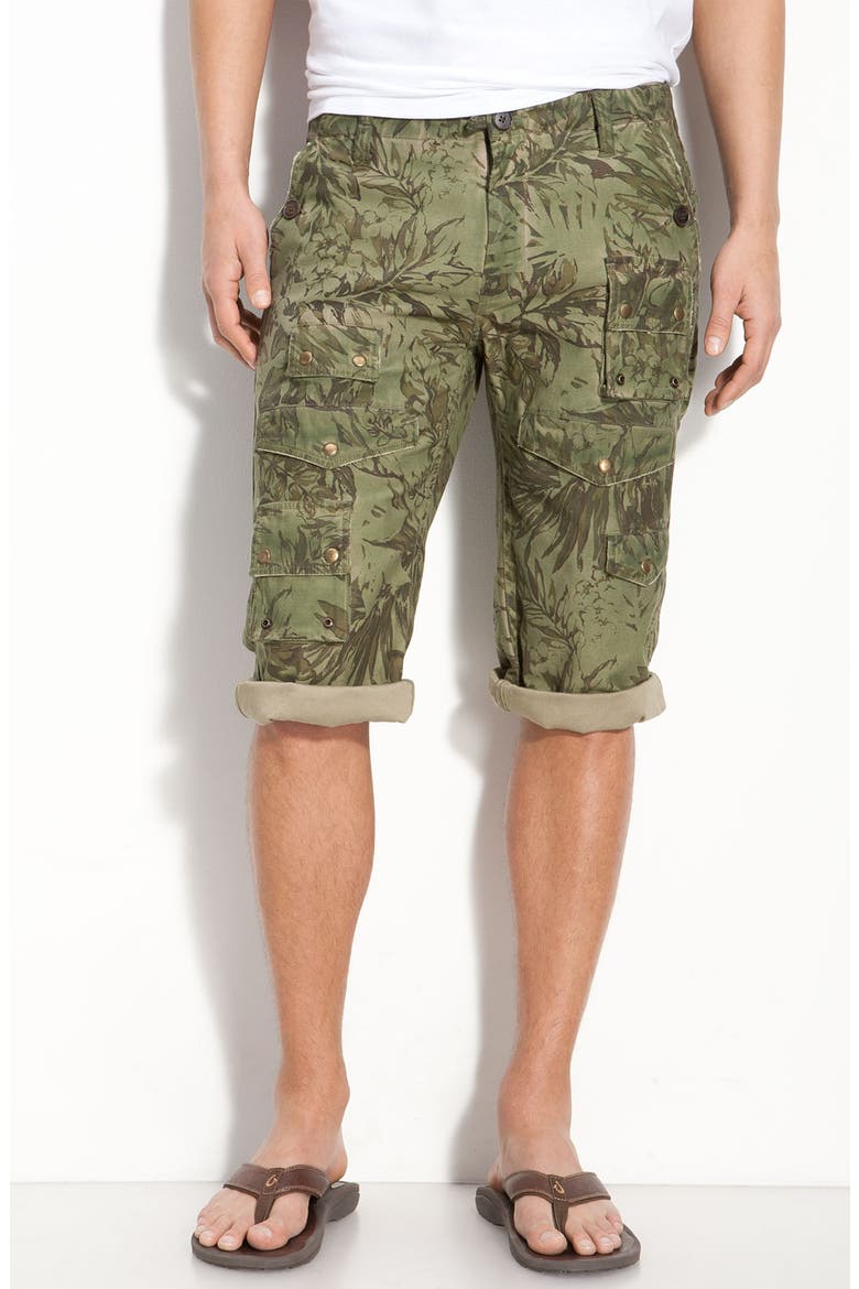 Floral Camo Cargo Shorts, Main, color, LAGOON GREEN