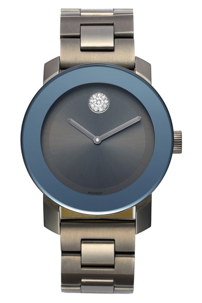'Bold' Crystal Marker Bracelet Watch, 36mm, Alternate, color, GRAPHITE