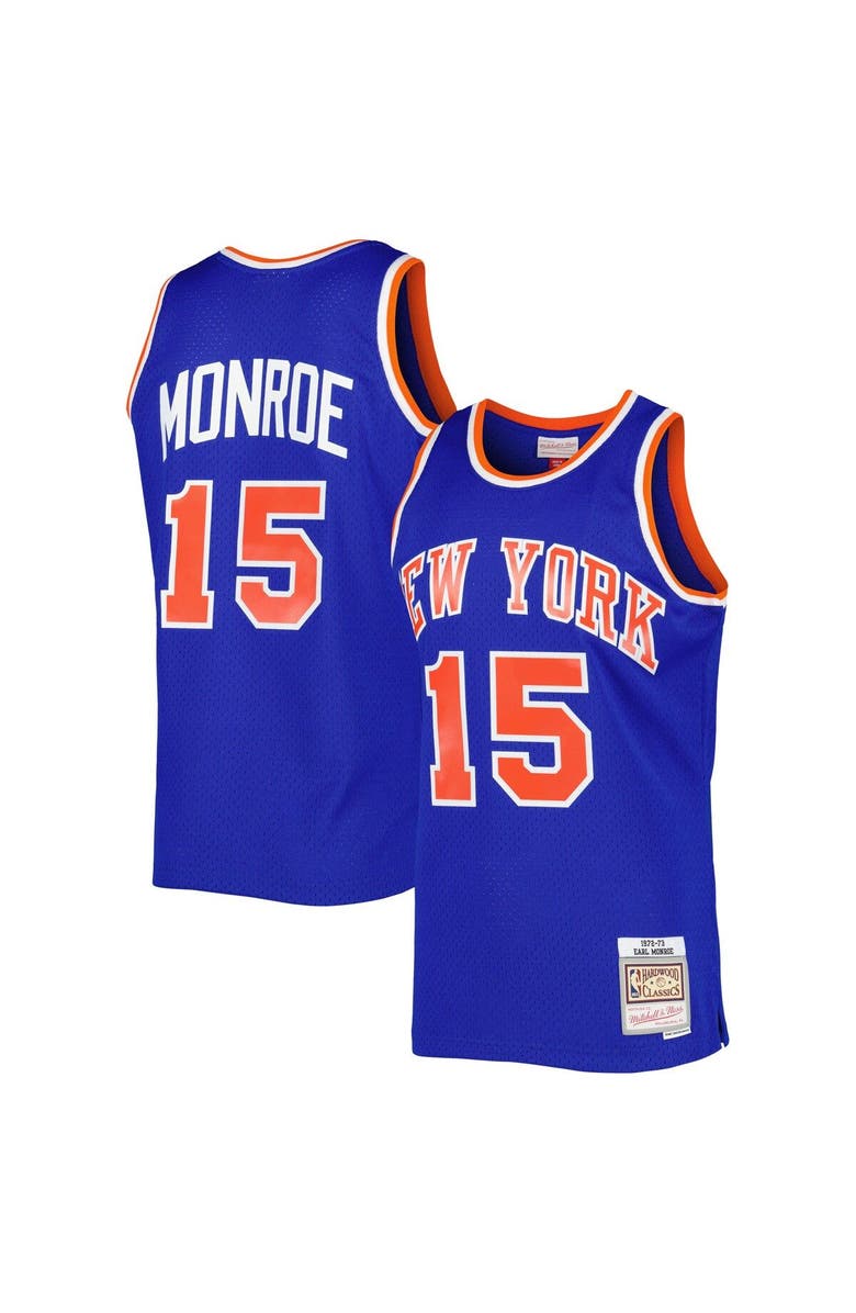 Mitchell & Ness Men's Mitchell & Ness Earl Monroe Blue New York Knicks Hardwood Classics 1972-73 Swingman Jersey, Alternate, color, 