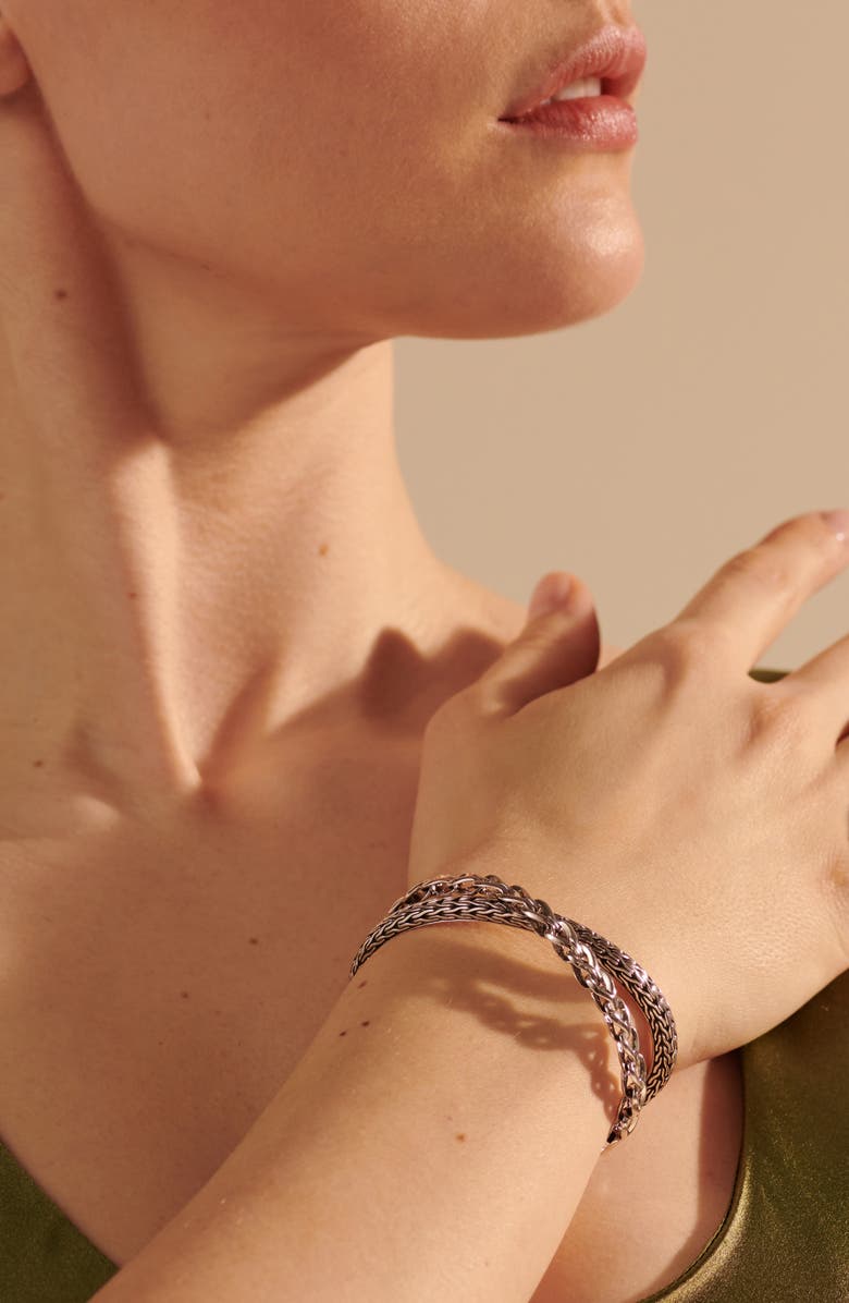 John Hardy Asli Classic Chain Link Silver Crossover Cuff, Alternate, color, Silver