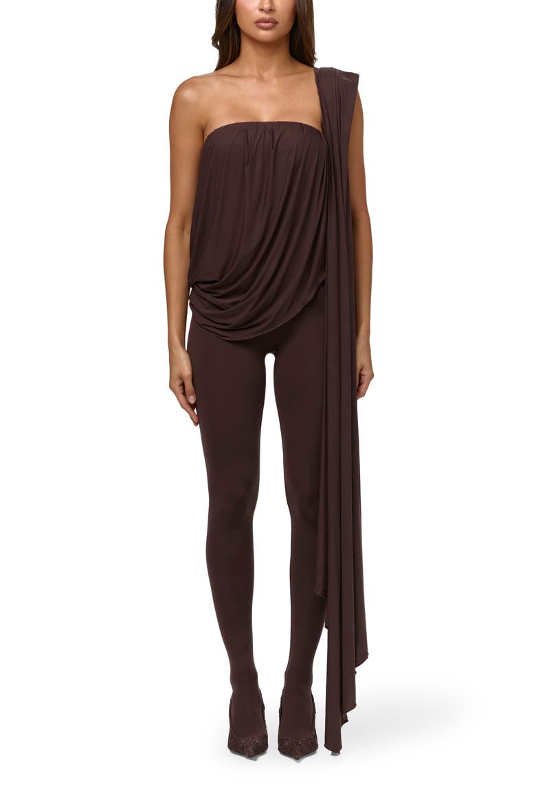 Naked Draped Bodysuit, Alternate, color, DARK CHOCOLATE