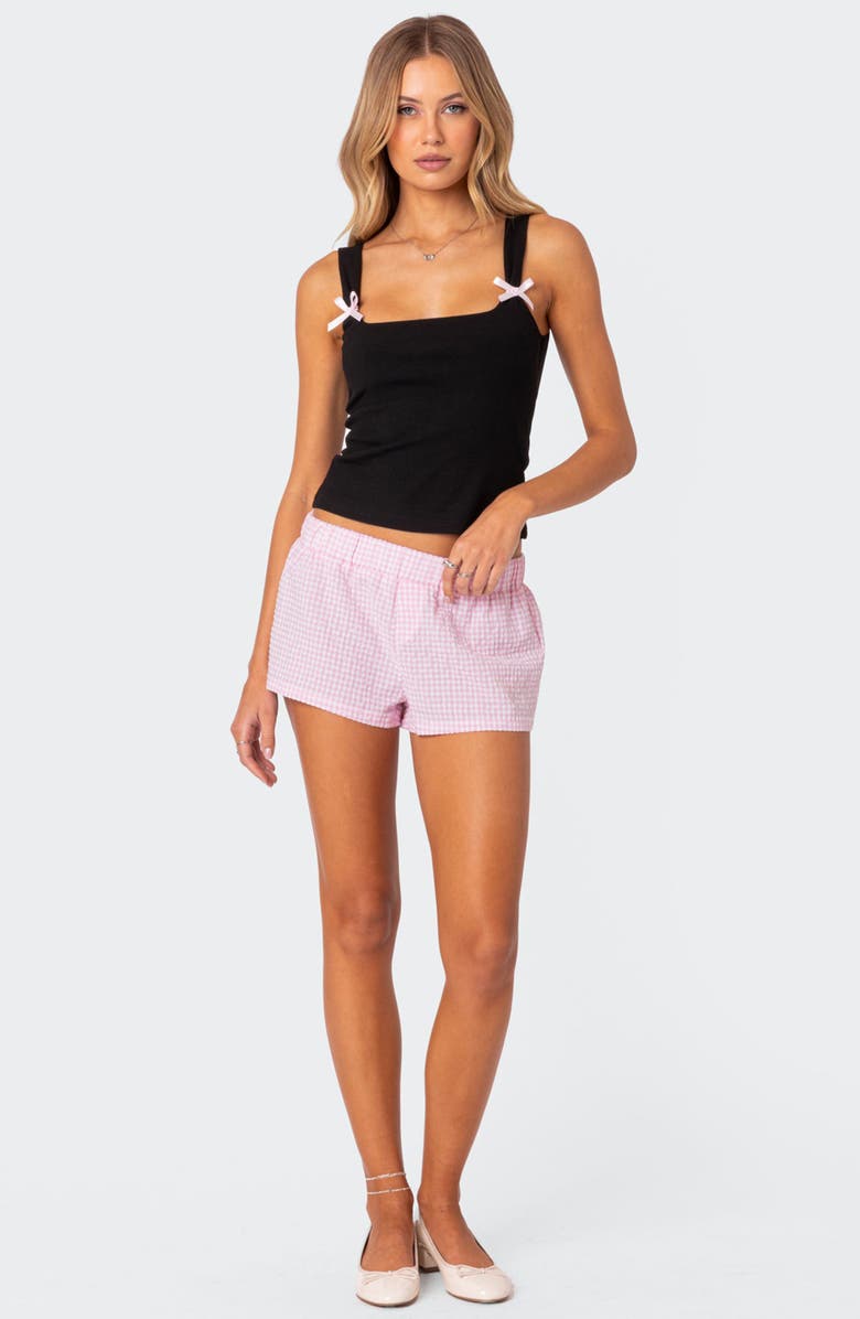 EDIKTED Lola Bow Rib Tank, Alternate, color, Black