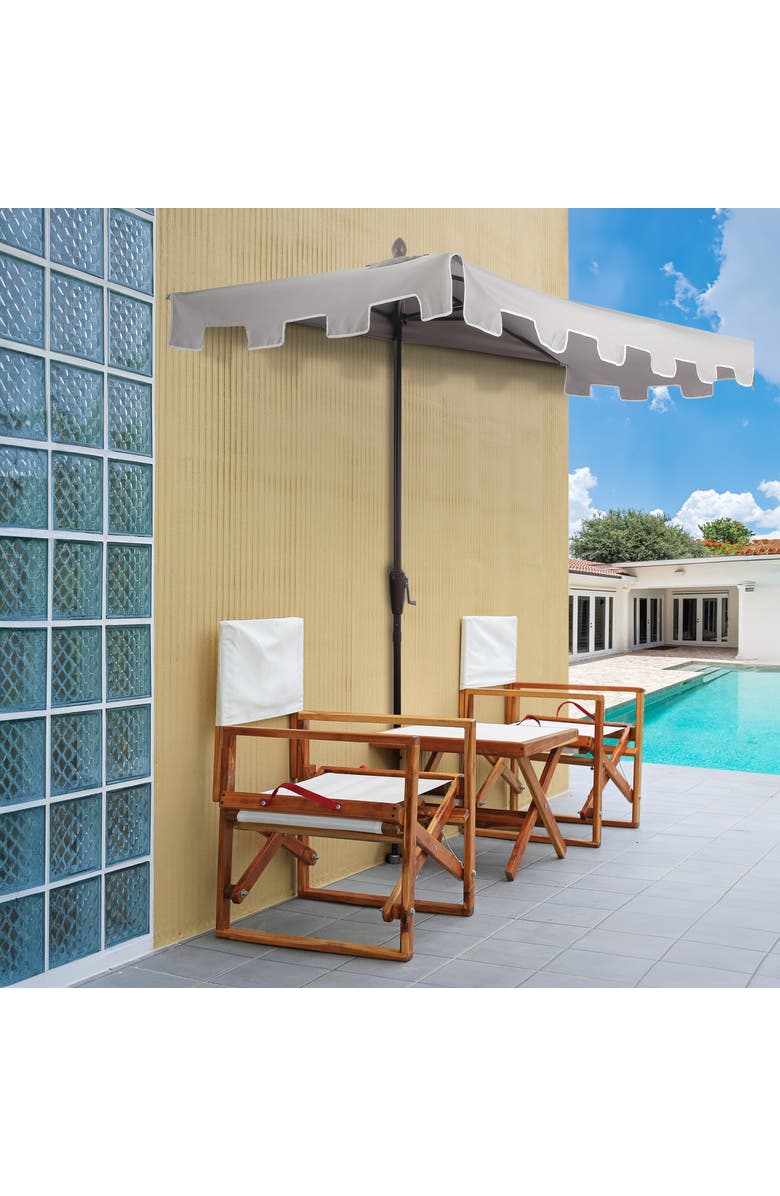 JONATHAN Y Sidney 9 ft. Classic MidCentury Rectangular Half Market Patio Umbrella with Crank, Wind Vent and UV Protection, Alternate, color, Gray