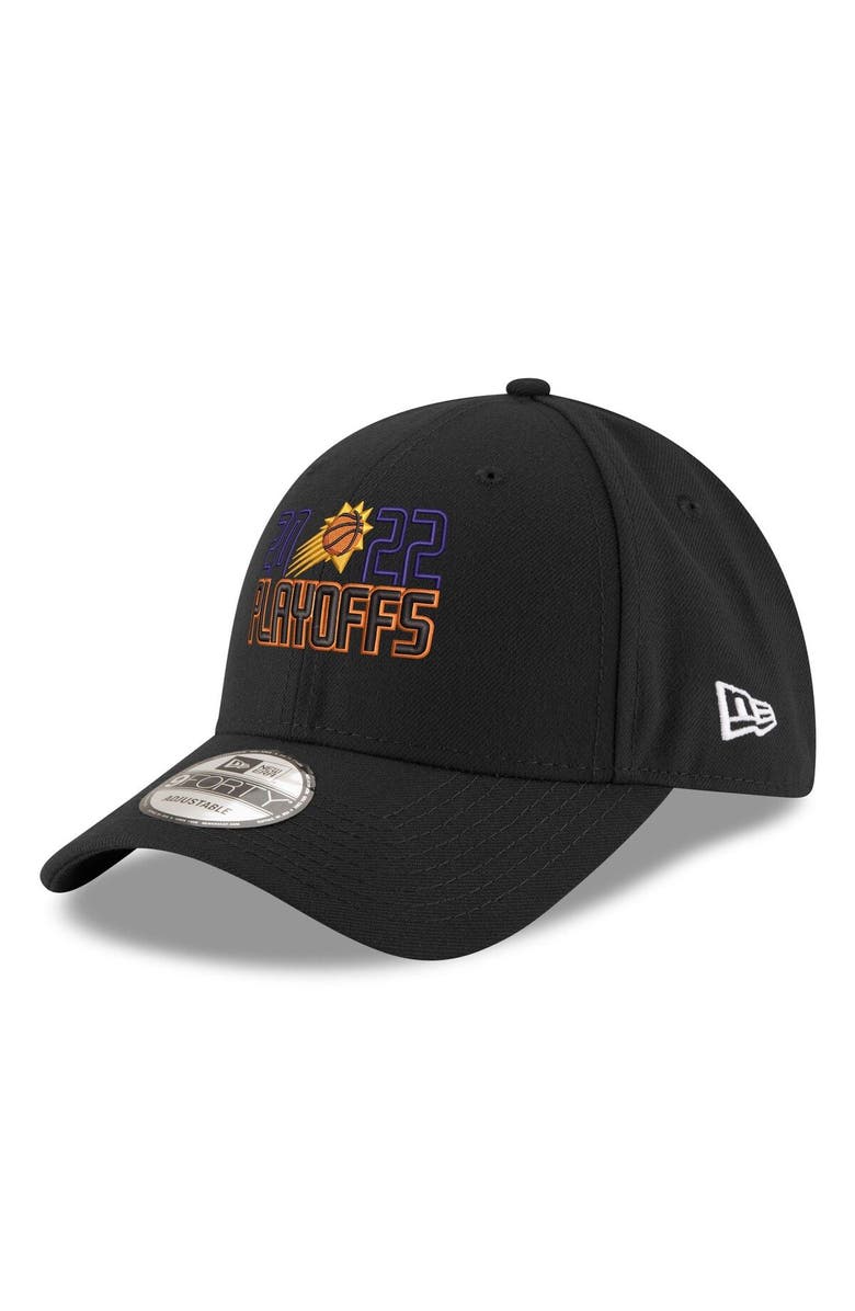 New Era Men's New Era Black Phoenix Suns 2022 NBA Playoffs Bubble Letter 9FORTY Adjustable Hat, Main, color, 