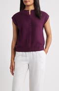 Eileen Fisher Cap Sleeve Organic Linen & Organic Cotton Sweater