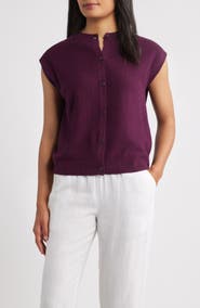 Eileen Fisher Cap Sleeve Organic Linen & Organic Cotton Sweater