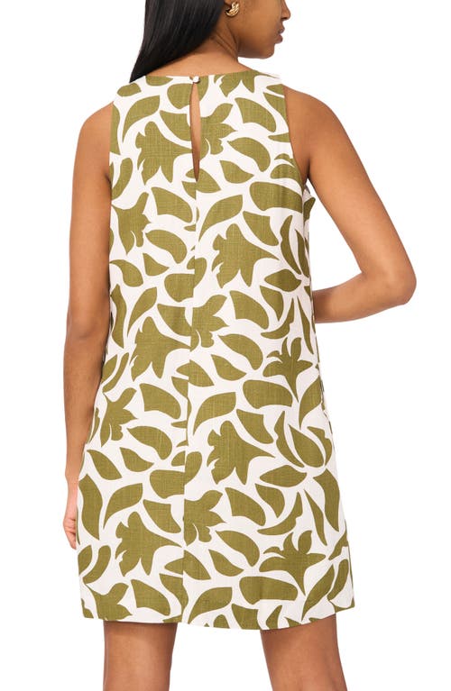 HALOGENR HALOGEN(R) ABSTRACT PRINT LINEN BLEND TRAPEZE MINIDRESS