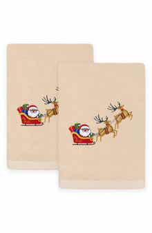 2-Piece Santa's Sled Turkish Cotton Hand Towel Set