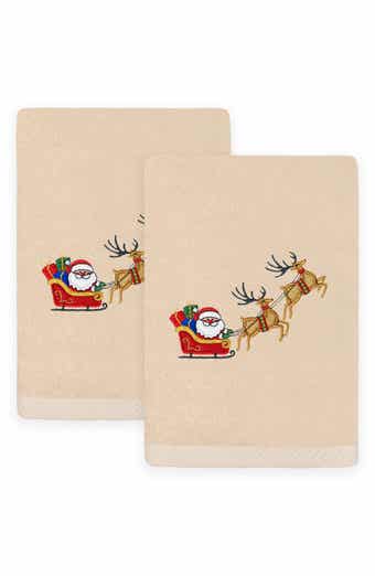 2-Piece Santa's Sled Turkish Cotton Hand Towel Set
