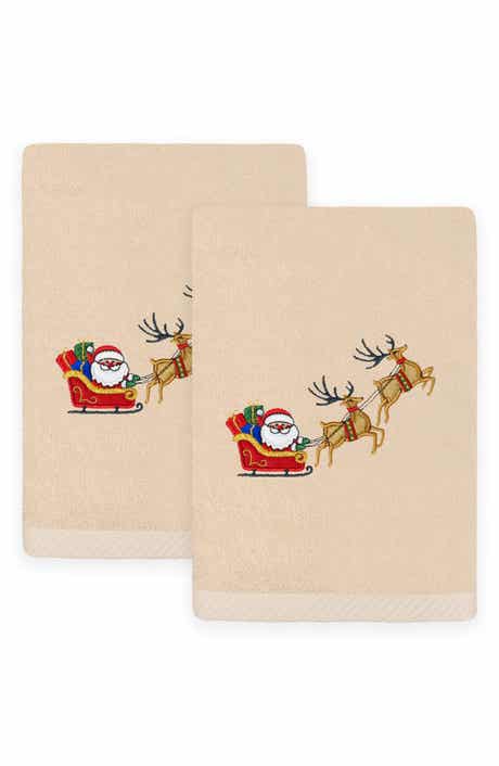 2-Piece Santa's Sled Turkish Cotton Hand Towel Set