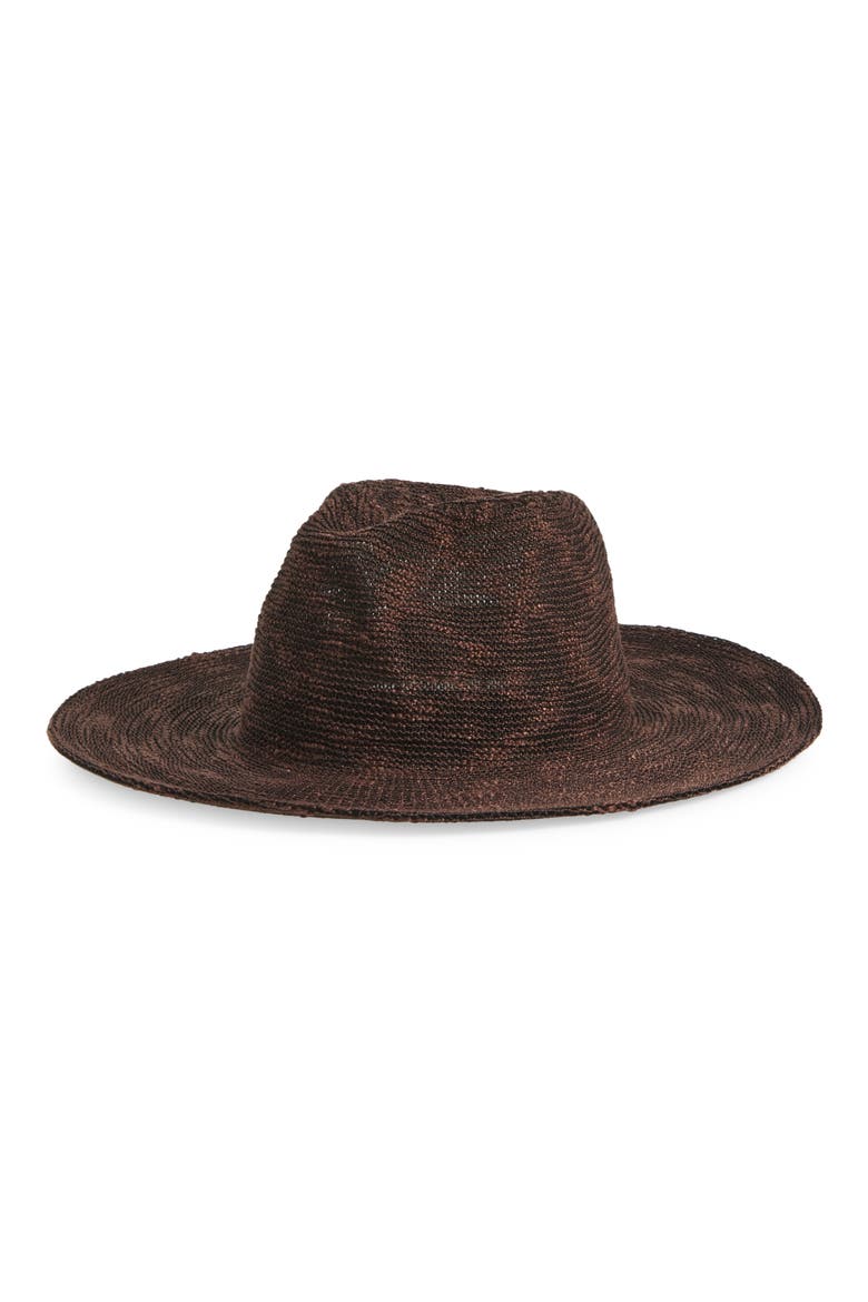 Wide Brim Knit Adjustable Panama Hat, Main, color, BROWN