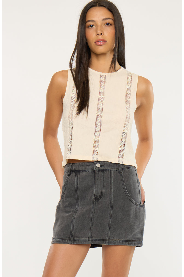 Elaine Mid Rise Mini Skirt, Alternate, color, Black