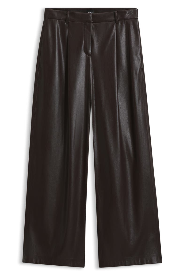 Faux Leather Wide Leg Pants, Alternate, color, MOLE