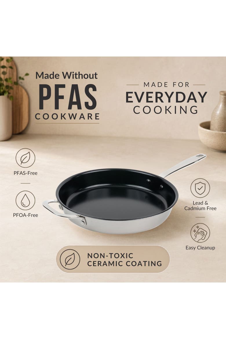 Maestro Nonstick Stainless Steel Frying Pan with Lid, Alternate, color, 11 inch