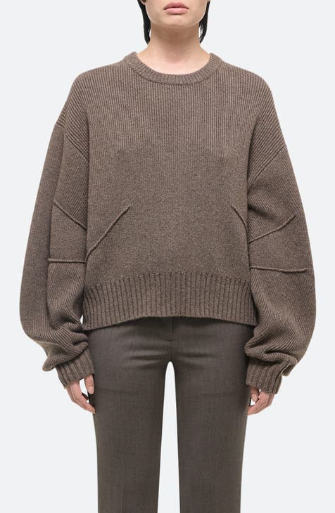 Shops Helmut Lang Brushed Wool Crew Neck Stretch Knit Pullover Sweater Solid Pink LG