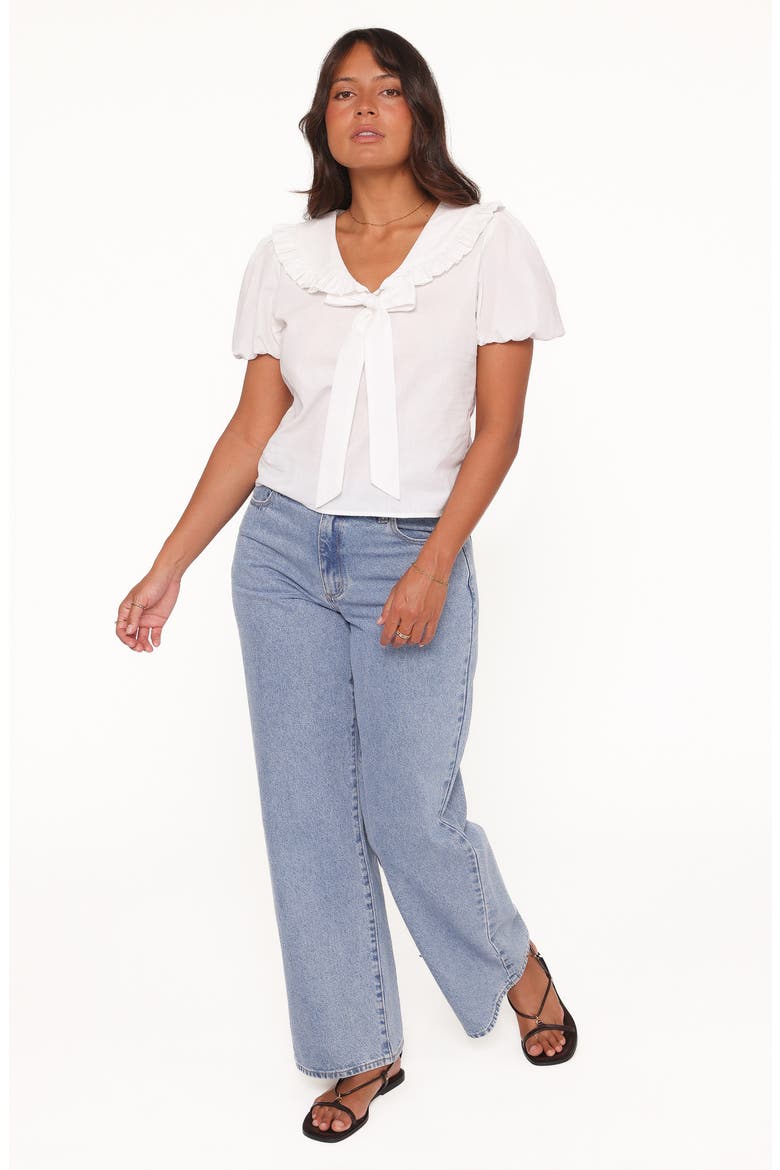 Fleming Frill Collar Cotton Top, Alternate, color, WHITE