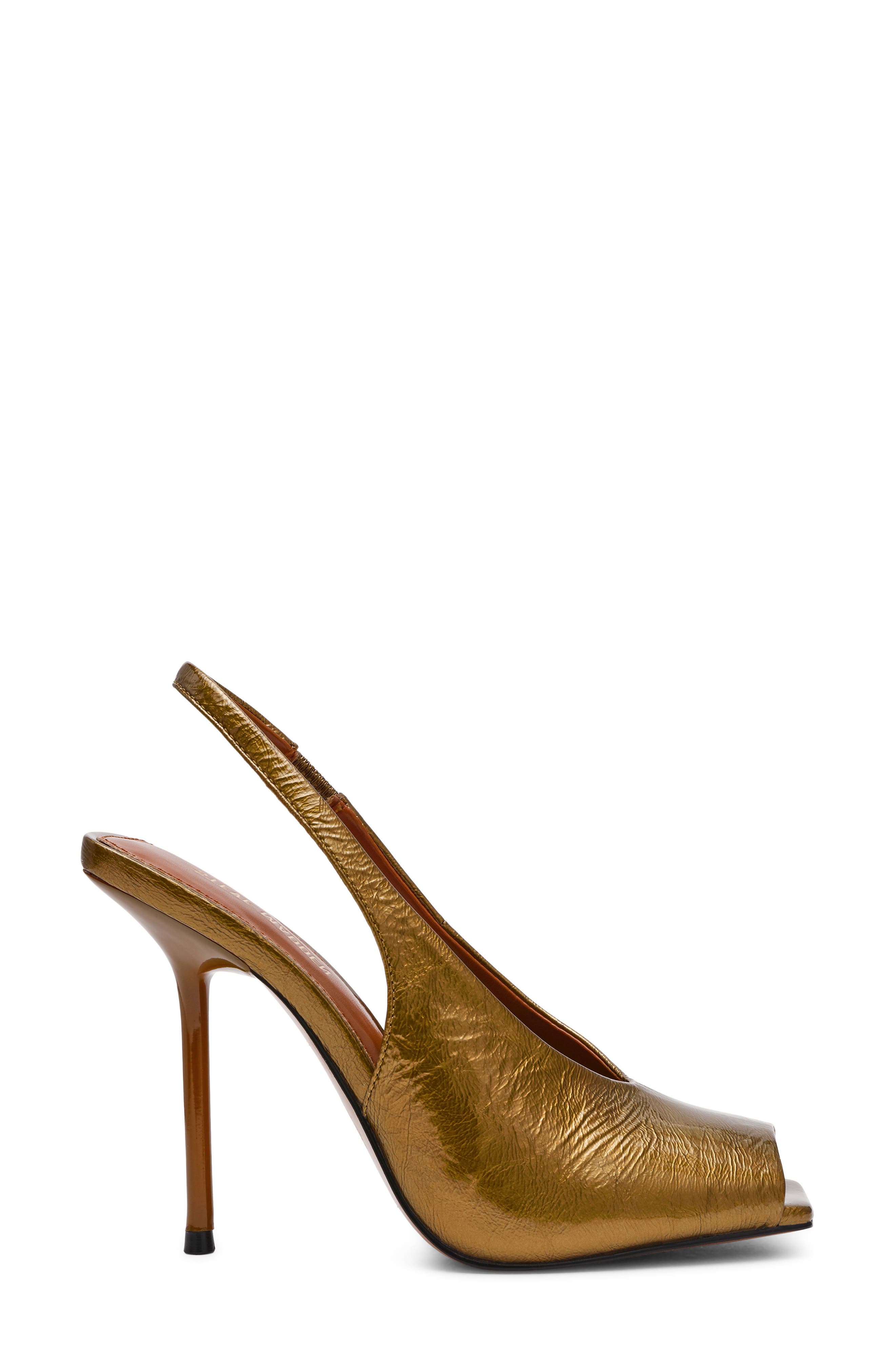 Steve Madden Lucian Slingback Peep Toe Sandal, Alternate, color, Olive Crinkle Patent