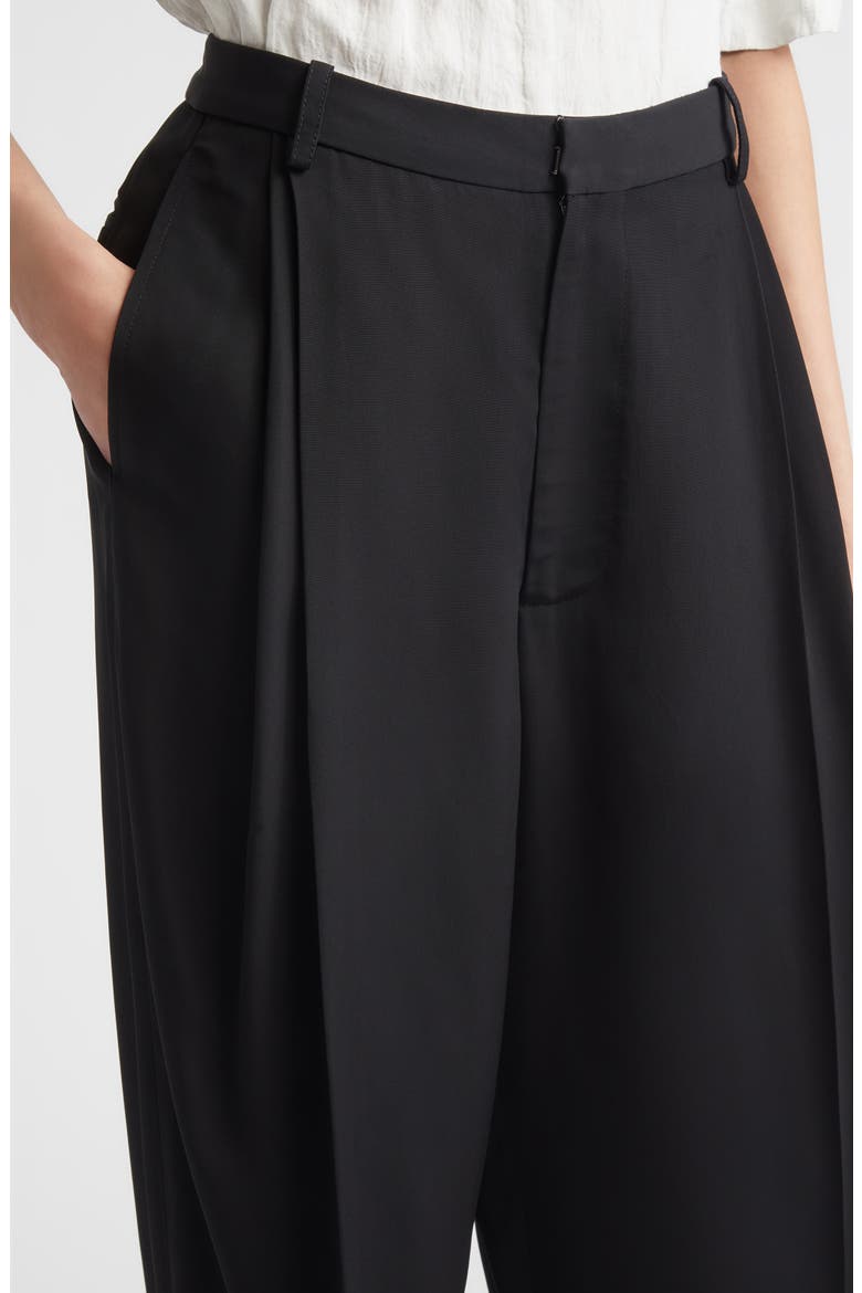 Clementina Pleated Twill Pants, Alternate, color, BLACK