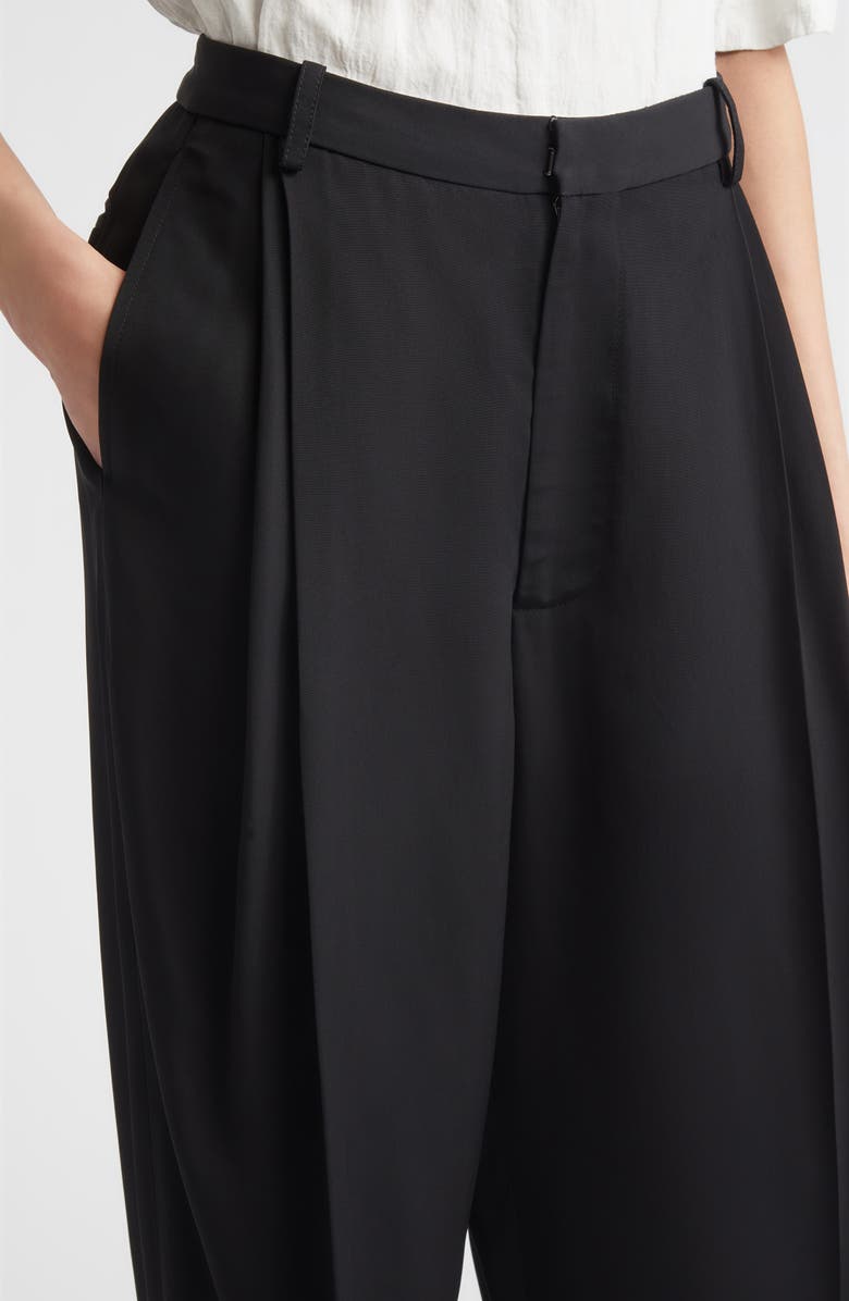 Proenza Schouler Clementina Pleated Twill Pants, Alternate, color, Black