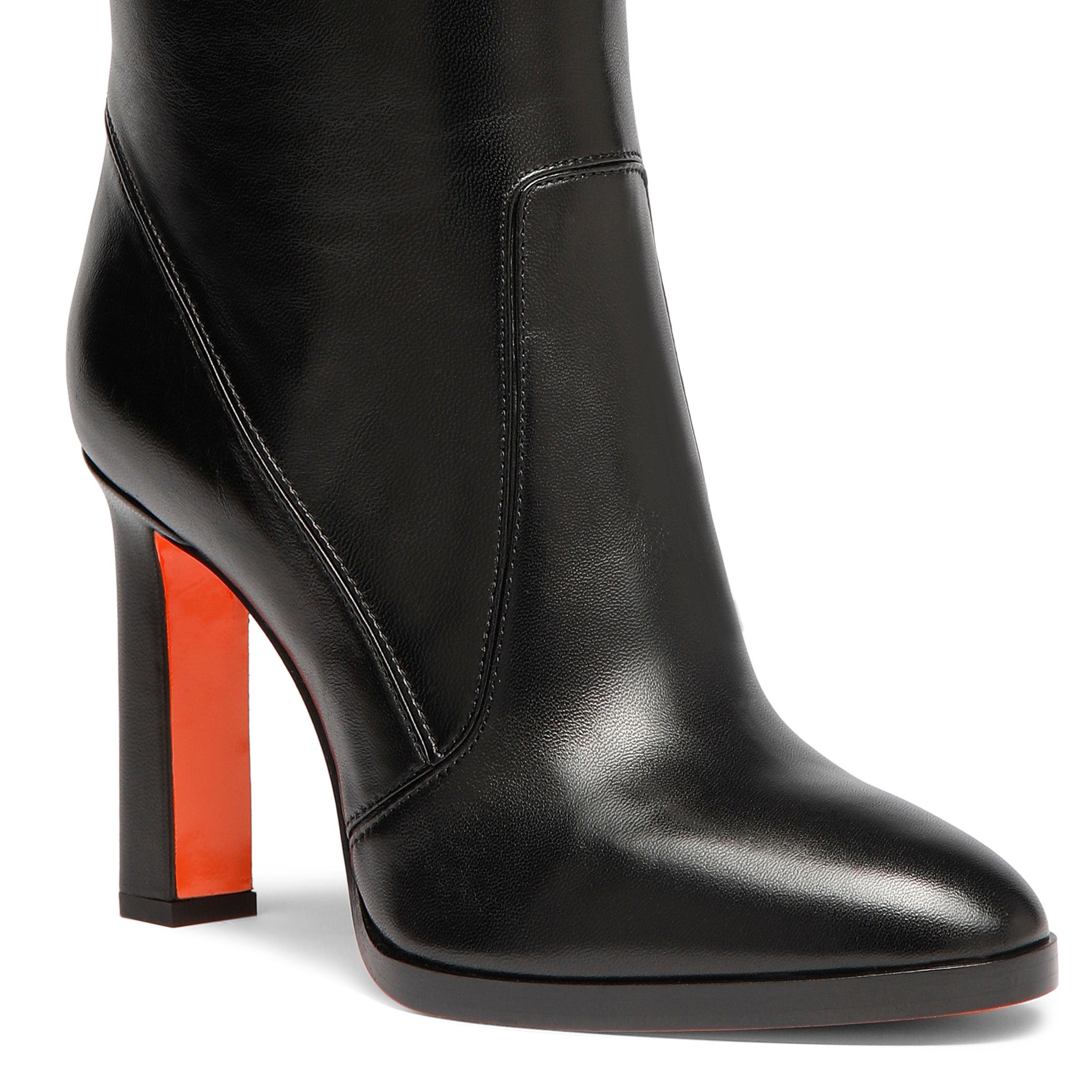 Santoni Women's leather high-heel boot, Alternate, color, Black