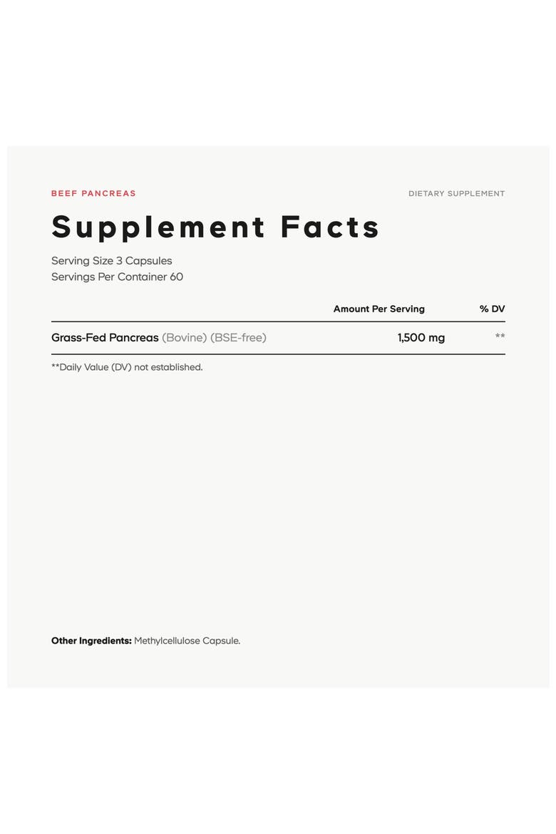 Grass-Fed Beef Pancreas Glandular Supplement, Alternate, color, White