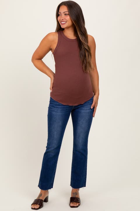 Cut Hem Kick Flare Maternity Jeans