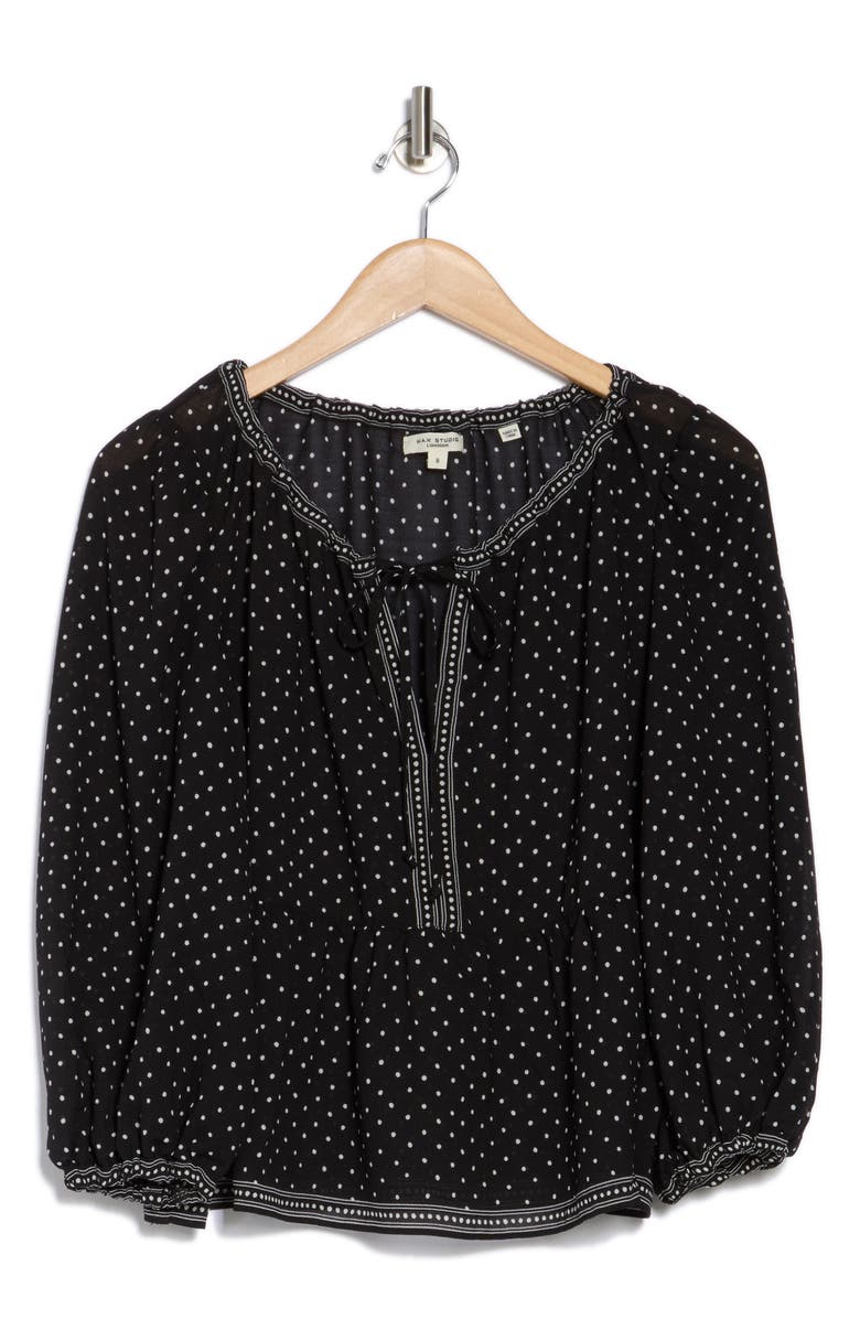 MAX STUDIO Polka Dot Tie Neck Top, Alternate, color, 