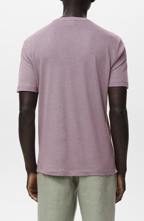 Mango Slim Fit Linen Blend T-shirt In Purple