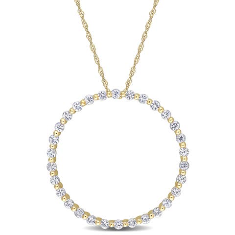 White Sapphire Circle of Life Necklace 10K