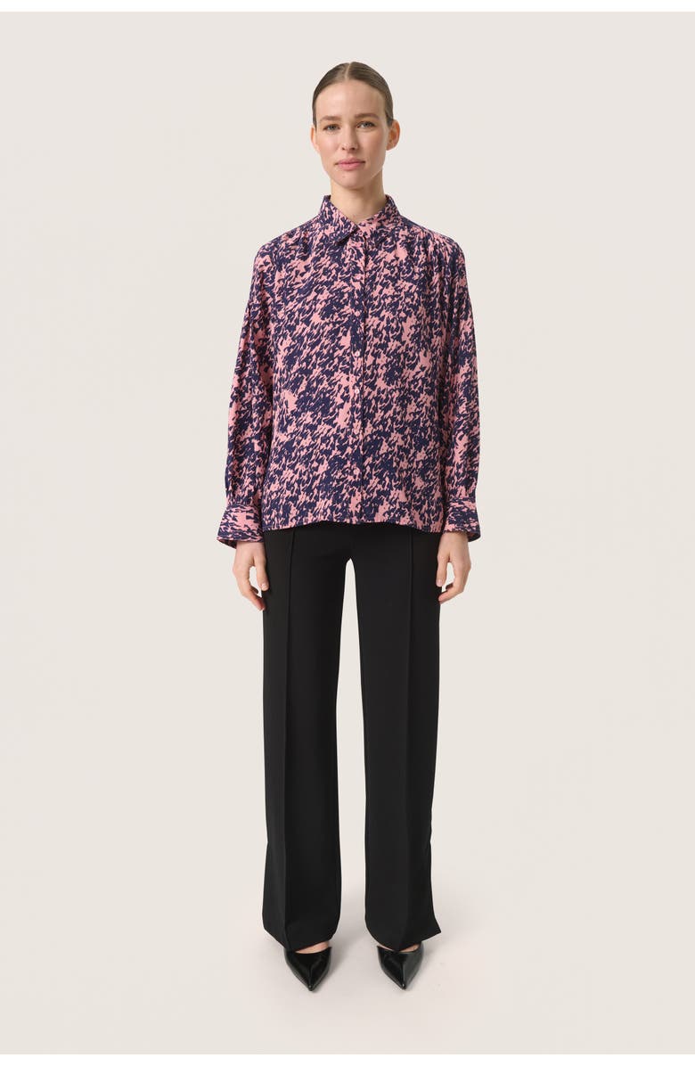 Soaked in Luxury SLSylvia Printed Long Sleeve Shirt, Alternate, color, Blush Drop Print